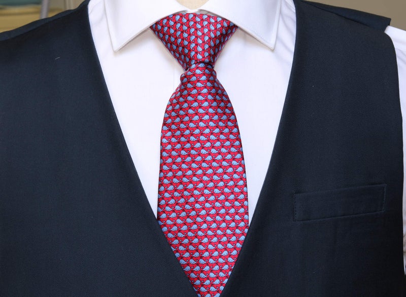 WITZROYS 100% Silk Ties for Men Handmade Neckties with Whales Printed+Gift box - Image 3